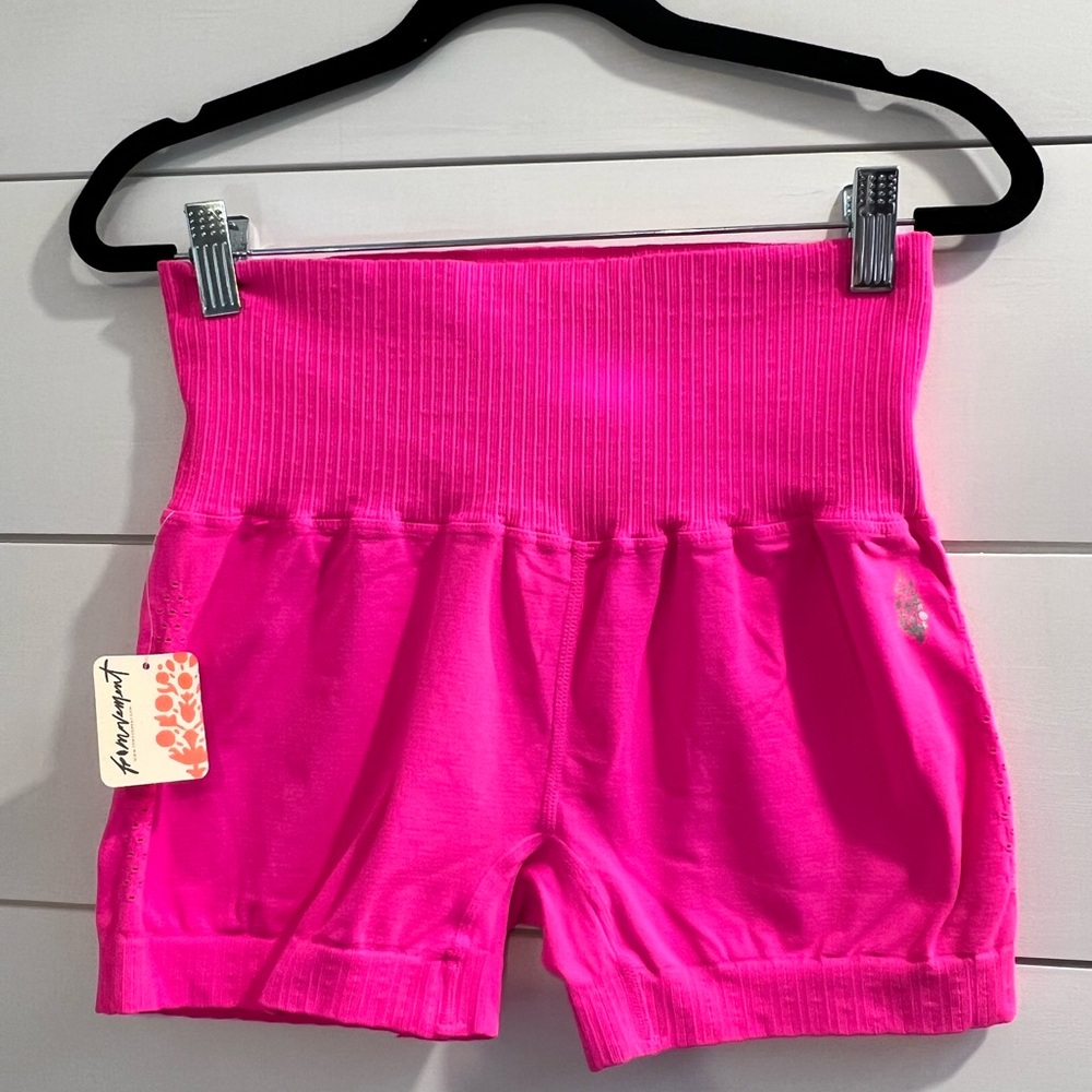 Free People Hot Pink Ribbed Shorts